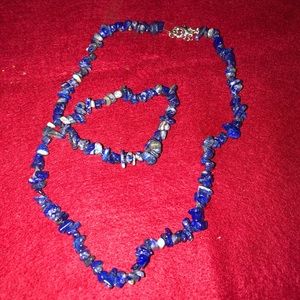 Raw stone necklace/bracelet set